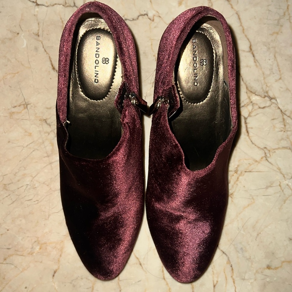 Bandolino Plum Velvet Ankle Booties